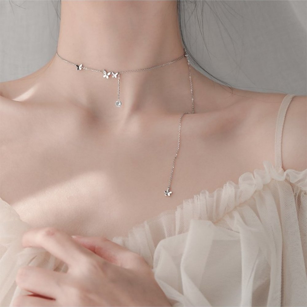 NEW Sterling Silver Diamond Butterfly Necklace - Picture 12 of 15